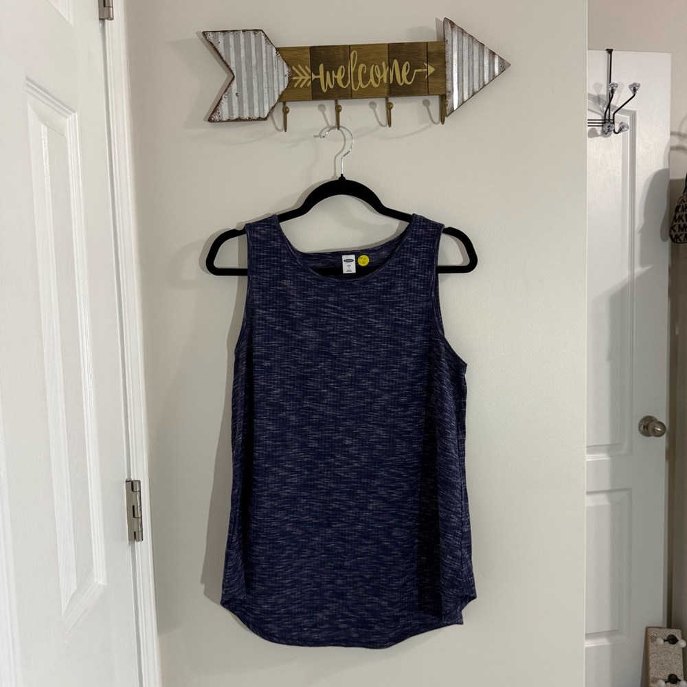 Old Navy Luxe Blue Heathered Tank Top with Flowing Cut Size Large